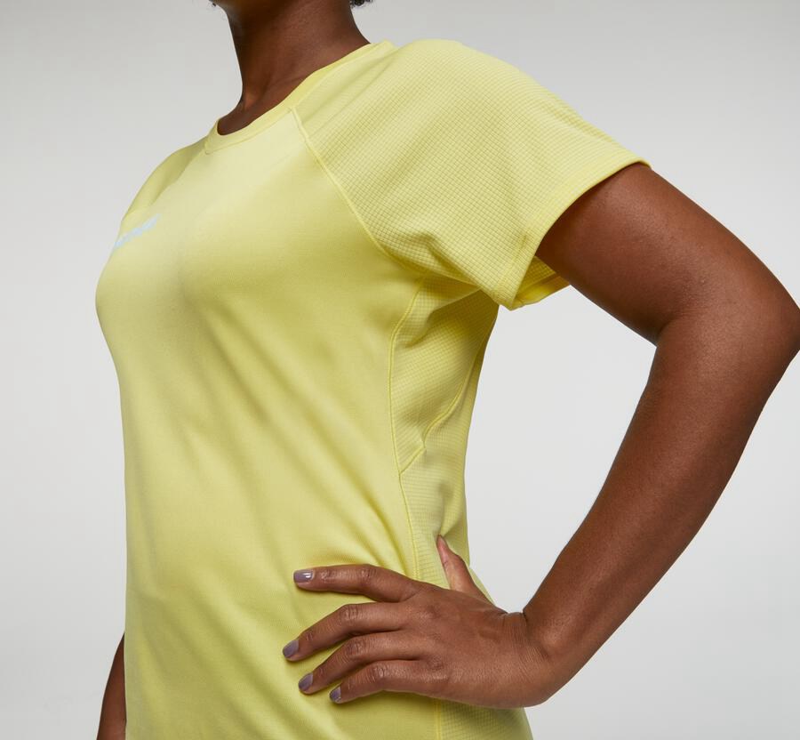 Tops Womens - Hoka One One Performance Short Sleeve - Yellow - UWOGQPI-86